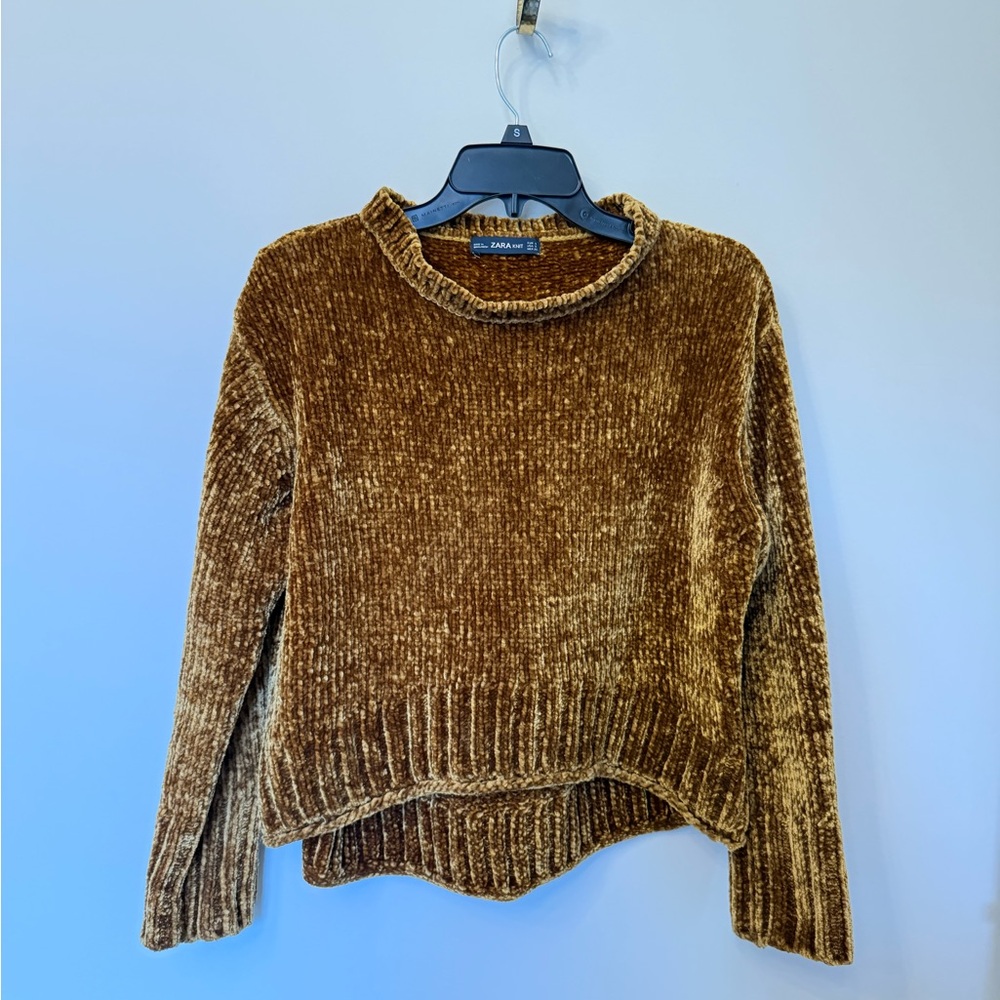 Zara Brown Chenille Turtleneck Sweater